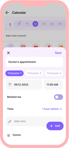add event to calendar screen